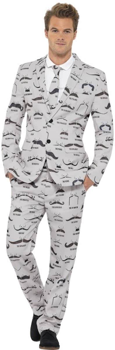 Stand-Out Suit Moustache / Snorren Kostuum  met stropdas| Maat L /XL (52-54)